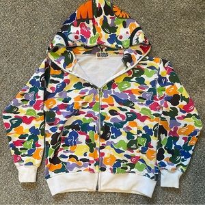 RARE A Bathing Ape Bape zip up multicolored camo hoodie sweatshirt- Size Medium